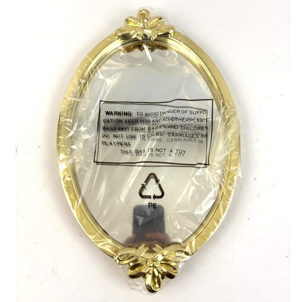 Vintage Ornate Gold Oval Frame w/ Bow Details | Vanity Mirror‎ Tray Avon 1990s